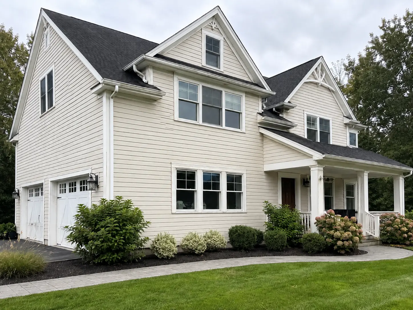 Illustrative after view of the same house siding appearing clean and bright.