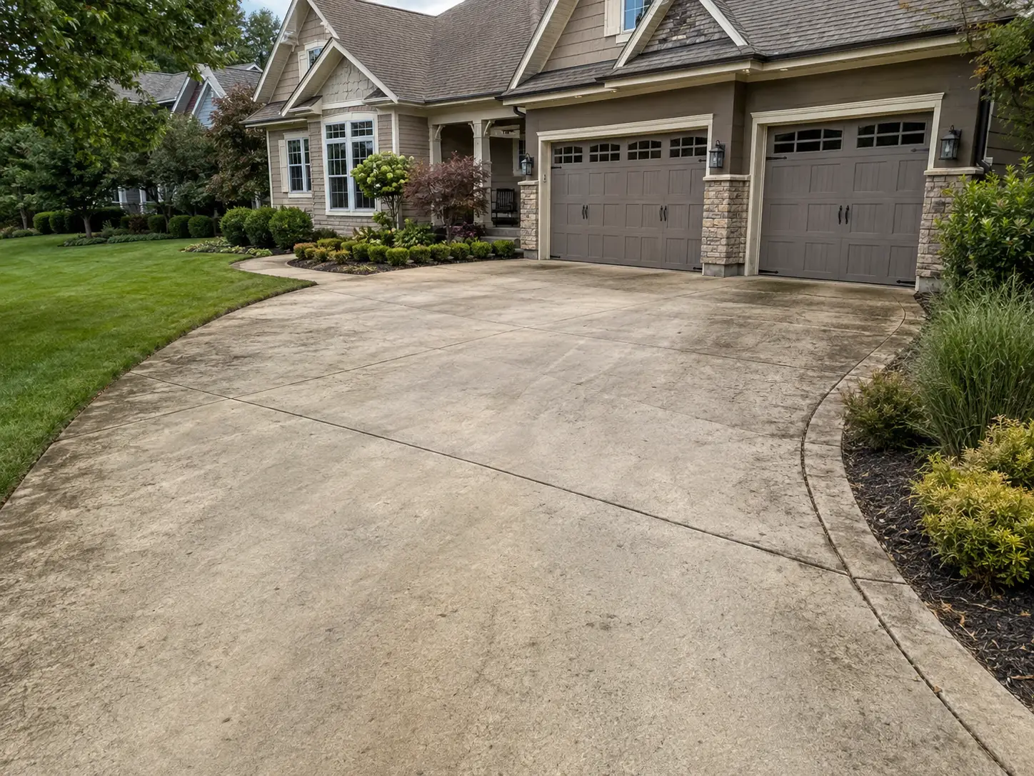 Illustrative before view of a driveway with visible dirt and discoloration.