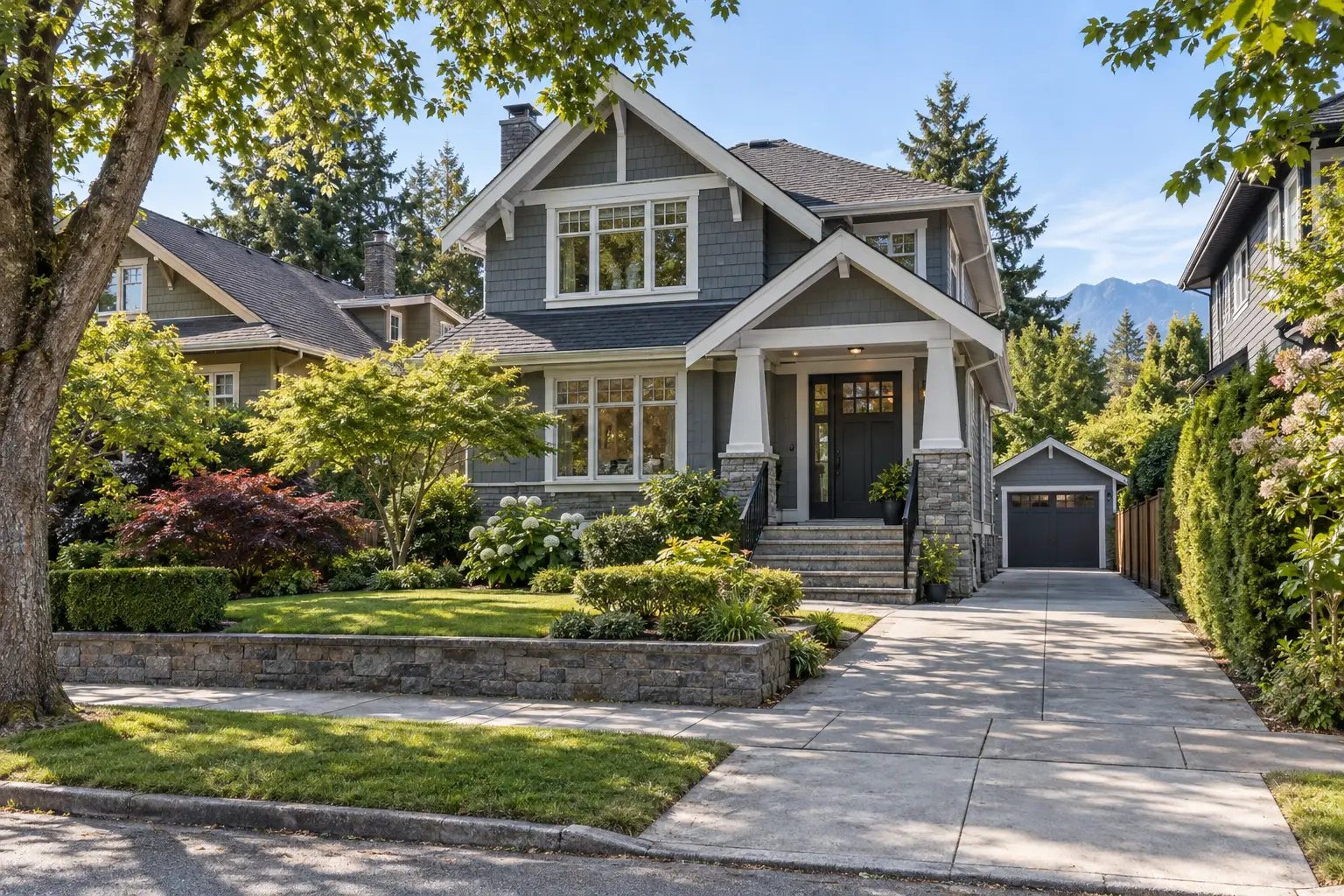 Vancouver Craftsman-style home with mature landscaping and exterior hardscape